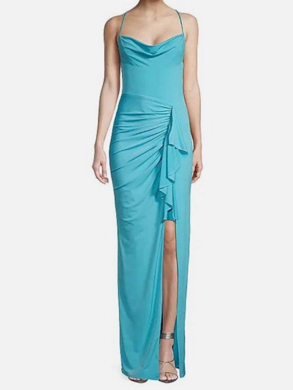 Katie May Women's Blue So Juicy Cowlneck Gown Dress Size L